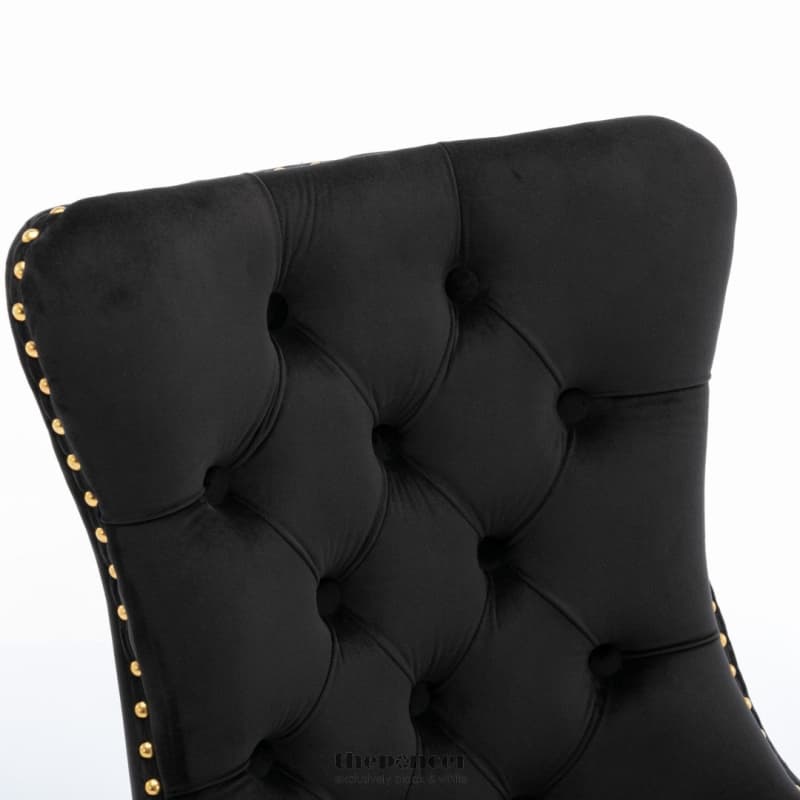 6X VELVET DINING CHAIRS WITH GOLDEN METAL LEGS-BLACK