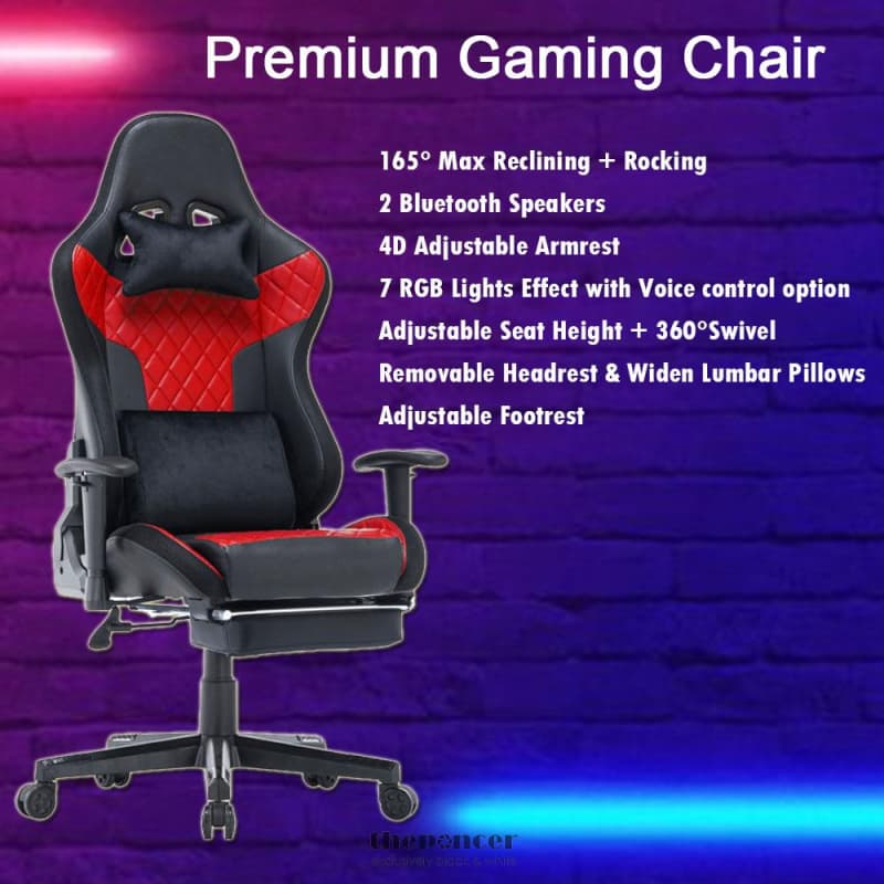 7 RGB LIGHTS BLUETOOTH SPEAKER GAMING CHAIR ERGONOMIC