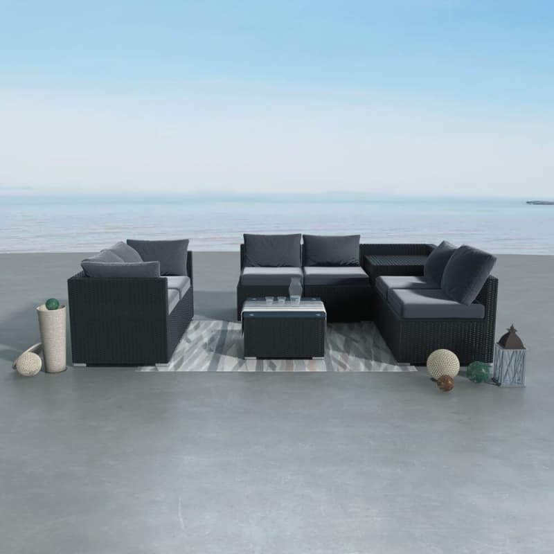 8PCS OUTDOOR FURNITURE MODULAR LOUNGE SOFA LIZARD-BLACK