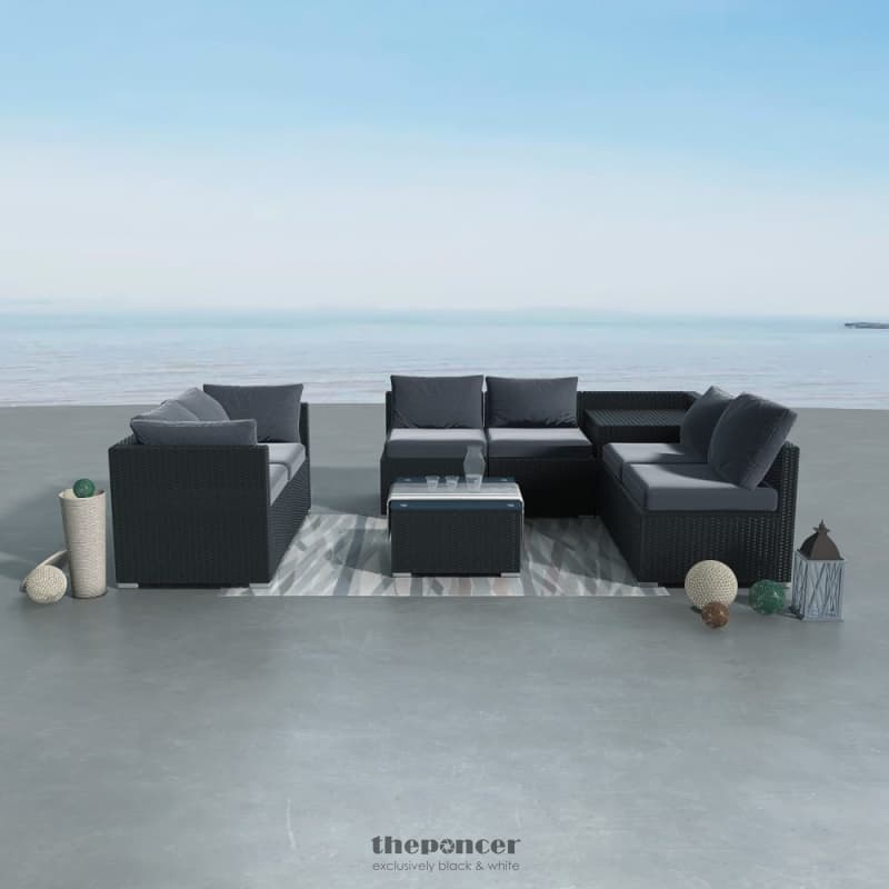 8PCS OUTDOOR FURNITURE MODULAR LOUNGE SOFA LIZARD-BLACK