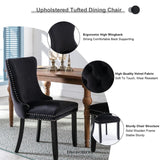 8X VELVET UPHOLSTERED DINING CHAIRS TUFTED WINGBACK SIDE