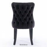 8X VELVET UPHOLSTERED DINING CHAIRS TUFTED WINGBACK SIDE