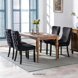 8X VELVET UPHOLSTERED DINING CHAIRS TUFTED WINGBACK SIDE