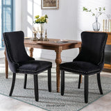 8X VELVET UPHOLSTERED DINING CHAIRS TUFTED WINGBACK SIDE