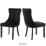 8X VELVET UPHOLSTERED DINING CHAIRS TUFTED WINGBACK SIDE