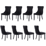 8X VELVET UPHOLSTERED DINING CHAIRS TUFTED WINGBACK SIDE