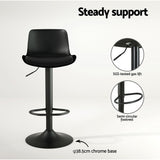 Artiss 2x Bar Stools Padded Seat Gas Lift Black