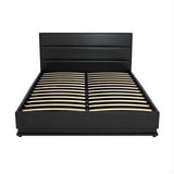 Artiss Bed Frame Queen Size LED Gas Lift Black LUMI