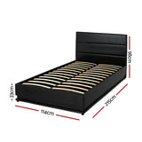 Artiss Bed Frame King Single Size LED Gas Lift Black LUMI