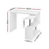 Artiss Computer Desk L-Shape Bookshelf White