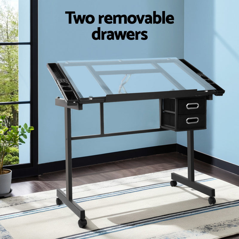 Artiss Adjustable Drawing Desk - Black and Grey