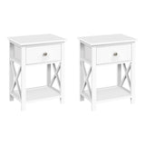 Artiss 2 X Bedside Table 1 Drawer with Shelf - EMMA White
