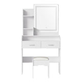 Artiss Dressing Table Set Stool Led White Doria