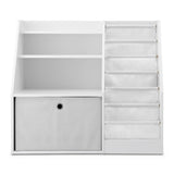 Keezi Kids Bookshelf Children Bookcase Organizer Storage Rack Display Drawer White