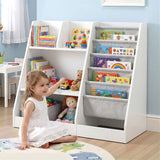 Keezi Kids Bookshelf Wood Bookcase Toddler Toys Storage Rack Display Shelves