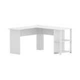 Artiss Computer Desk Shelf L-Shape White 136CM