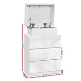 Artiss Bedside Table LED 3 Drawers - COLEY White