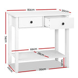 Artiss Console Table 2 Drawers 80CM White Chole