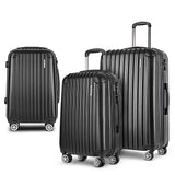 Wanderlite 3 Set Luggage 20-24-28 Inch with TSA Lock Spinner Hard Shell Travel Suitcase Luggage Organiser Case Black