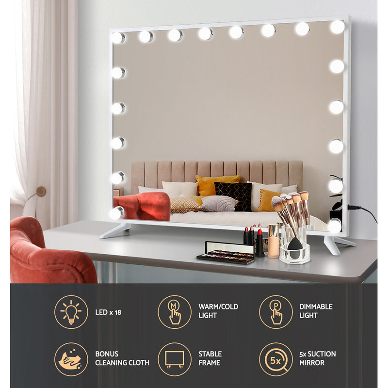 Embellir Makeup Mirror Hollywood 80x65cm 18 LED with Light Vanity Dimmable Wall