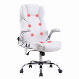 Artiss 8 Point Massage Office Chair PU Leather White