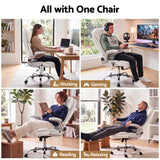 Artiss 8 Point Massage Office Chair PU Leather White