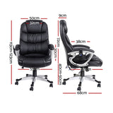 Artiss 8 Point Massage Office Chair Heated Seat PU Black