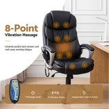 Artiss 8 Point Massage Office Chair Heated Seat PU Black