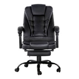 Artiss 2 Point Massage Office Chair PU Leather Footrest Black