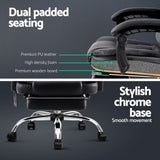 Artiss 8 Point Massage Office Chair PU Leather Footrest Black