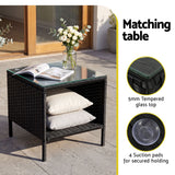 Gardeon 3PC Outdoor Bistro Set Patio Furniture Wicker Setting Chairs Table Cushion Black