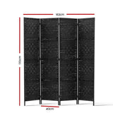 Artiss 4 Panel Room Divider Screen 163x170cm Woven Black