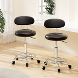 Artiss 2x Salon Stool Swivel Chair Backrest Black