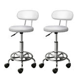 Artiss 2x Salon Stool Swivel Chair Backrest White
