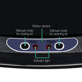 Devanti 68L Motion Sensor Bin Rubbish Automatic Black