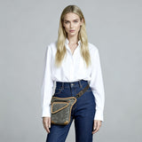 Leather Fanny Pack Top Grain Cowhide Travel Fanny Pack Adjustable Belt Fanny - Black - Size M