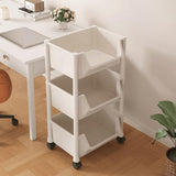 Multi Layer Movable Storage Rack with Wheels | 3-Tier Plastic Organizer Shelf for Kitchen, Bathroom, Living Room | White ABS Storage Unit for Books, Toiletries, Snacks & Toys