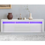 LED RGB TV Cabinet Entertainment Unit Stand Gloss Drawers 160cm White