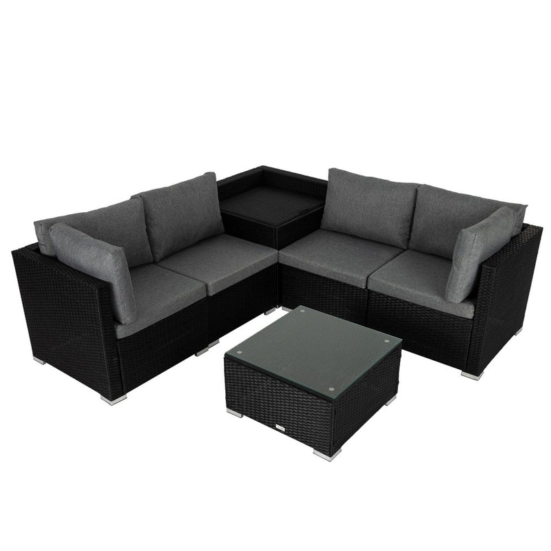 6PCS Outdoor Modular Lounge Sofa Coogee-Black