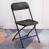 Plastic Folding Chair Office Meeting Chair Staff Training Leisure Chair - Black