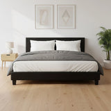 King PU Leather Bed Frame Black