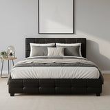 Queen PU Leather Deluxe Bed Frame Black