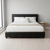 King PU Leather Deluxe Bed Frame Black