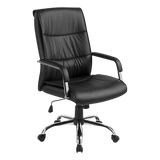 PU Leather Office Chair – Ergonomic Executive Swivel Desk Chair with Padded Seat in Black
