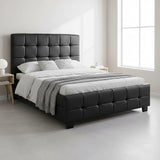 King Single PU Leather Deluxe Bed Frame Black