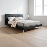 Double PU Leather Deluxe Bed Frame Black