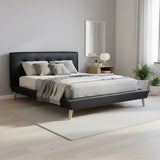 Queen PU Leather Deluxe Bed Frame Black