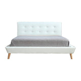 Queen PU Leather Deluxe Bed Frame White