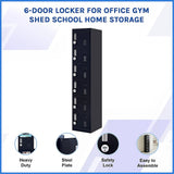 6-Door Locker for Office Gym Shed School Home Storage
