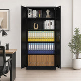 Two-Door Metal Cabinet Shelf Storage for Home Office Gym